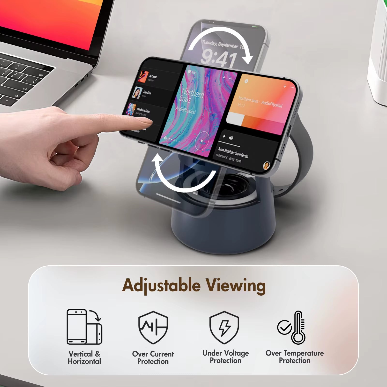 5-In-1 Strong Magnetic Wireless Charging Station 15W BT Speaker Night Light Fast Charger for Iphone 17 16 15 Watch Earphone